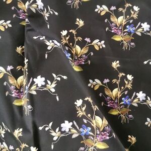 4 yards black floral cotton twill upholstery fabric